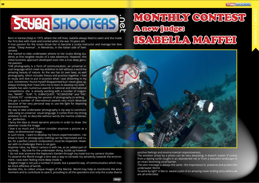Isabella Maffei, monthly judge of scubashooters.net contest